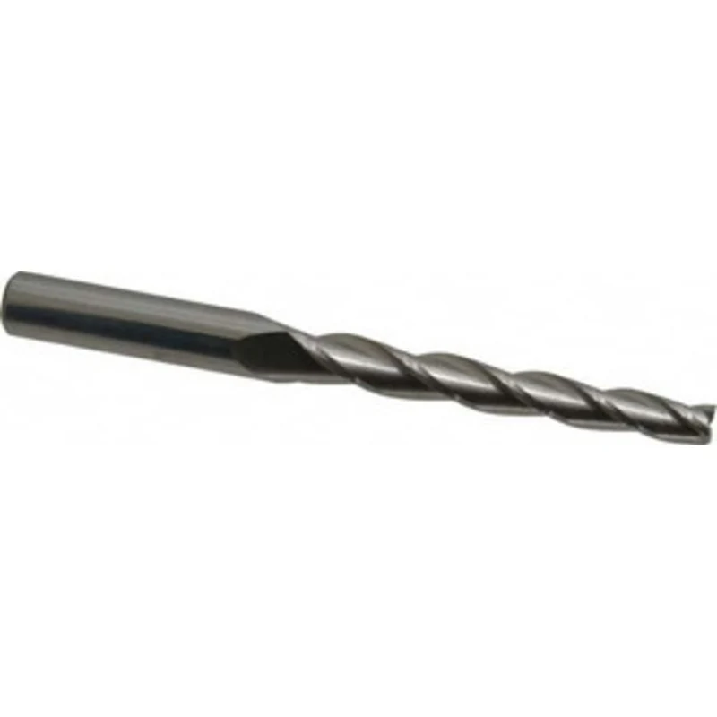 Accupro 1 per Side 1/4 Small End Diam 2-1/4 LOC 3-Flute Solid Carbide Tapered Square End Mill Uncoated, 3/8 Shank Dia...